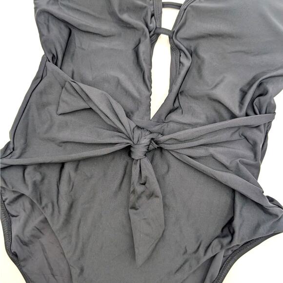 Sunshine 79 Women's Halter One Piece Swimsuit Self-Tie Front Black Size 10 - Picture 5 of 9